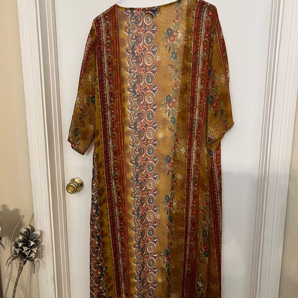 Turquoise Haven Multicolor Floral  kimono